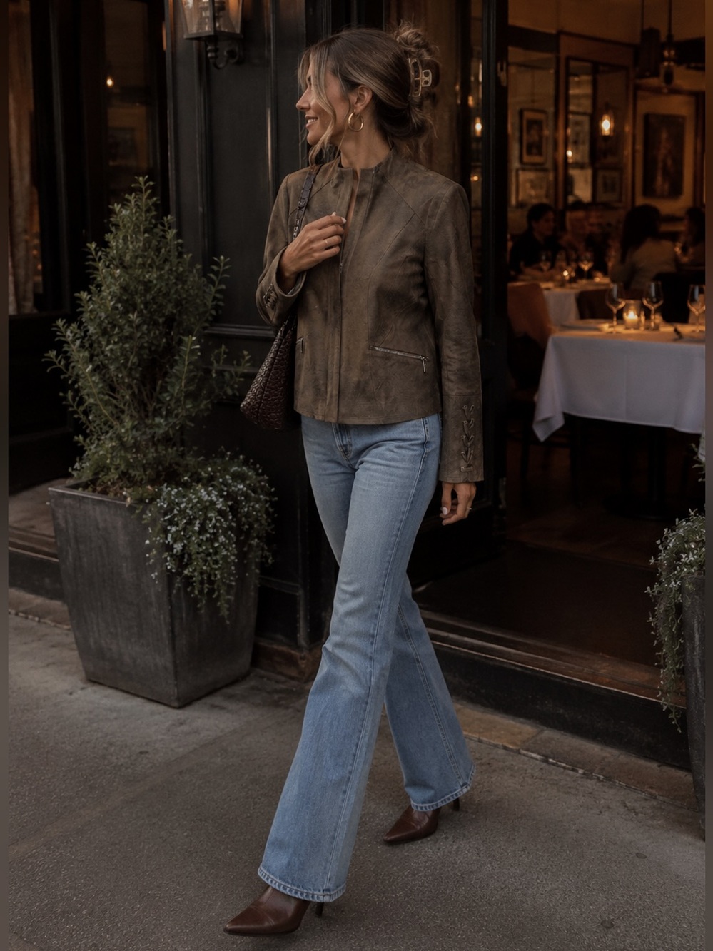 Chico's Brown Faux Leather Jacket